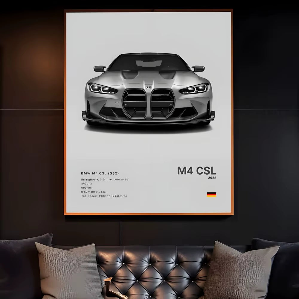 Famous Classic Latest Sports Car F80 M3 M4 M5 E36 EVO 3.0CSL B-BMW Poster Home Living Room Wall Art Garage Room Decor