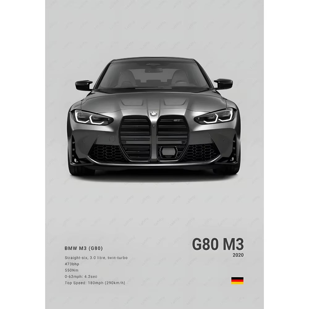 Famous Classic Latest Sports Car F80 M3 M4 M5 E36 EVO 3.0CSL B-BMW Poster Home Living Room Wall Art Garage Room Decor