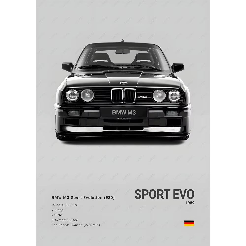 Famous Classic Latest Sports Car F80 M3 M4 M5 E36 EVO 3.0CSL B-BMW Poster Home Living Room Wall Art Garage Room Decor