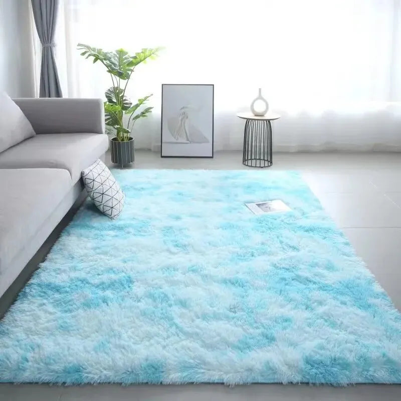 VIKAMA Tie-Dye Silk Wool Area Rugs for Children's Rooms, Living Rooms, and Bedrooms - Non-Slip and Machine Washable Carpet Mats