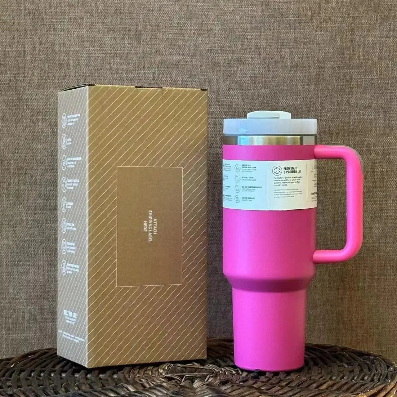 1200Mlvacuum Insulated Car Mug for Stanleys Double Wall Thermal Iced Travel Cup and Tumbler Flowstate Straw Lid Stainless Steel